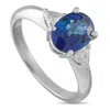 Lb Exclusive Platinum 0.22ct Diamond And Sapphire Ring #5219 In Blue