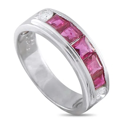 Lb Exclusive Platinum 0.23 Ct Diamond And 1.04 Ct Ruby Ring Mf18-101625 In Silver