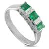 Lb Exclusive Platinum 0.30 Ct Diamond And 0.65 Ct Emerald Five Stone Ring Mf18-110525 In Metallic