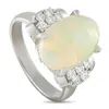 Lb Exclusive Platinum 0.23ct Diamond And Opal Ring Mf71-101625 In Silver