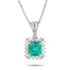 Lb Exclusive Platinum 0.23ct Diamond And Square Emerald Necklace Mf59-101525 In Metallic