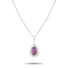 Lb Exclusive Platinum 0.24 Ct Diamond And 0.60 Ct Ruby Oval Pendant Necklace Mf33-082125 In Silver