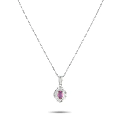 Lb Exclusive Platinum 0.24 Ct Diamond And 0.63 Ct Ruby Pendant Necklace Mf21-082225 In Metallic