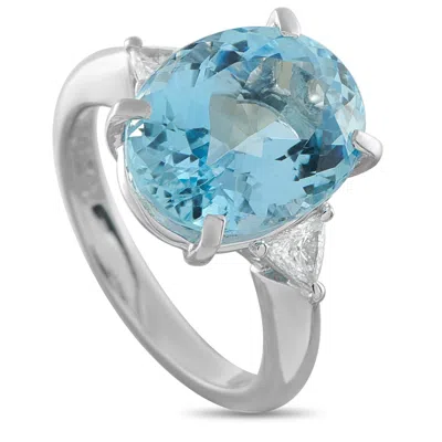 Lb Exclusive Platinum 0.24ct Diamond And Aquamarine Ring Mf03-122925 In Brown