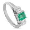 Lb Exclusive Platinum 0.24ct Diamond And Emerald Ring Mf11-110425 In Silver