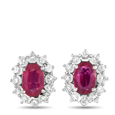 Lb Exclusive Platinum 0.24ct Diamond And Ruby Earrings Mf15-061625