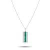 Lb Exclusive Platinum 0.25 Ct Diamond And 0.93 Ct Emerald Bar Pendant Necklace Mf07-082225 In Silver