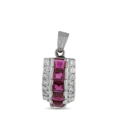 Lb Exclusive Platinum 0.25ct Diamond And Ruby Pendant Mf15-010626 In Metallic