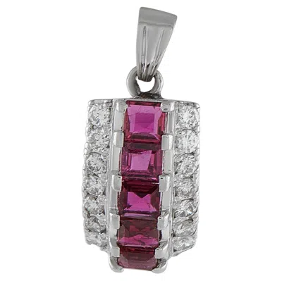 Pre-owned Lb Exclusive Platinum 0.25ct Diamond And Ruby Pendant Mf15-010626 In Multi