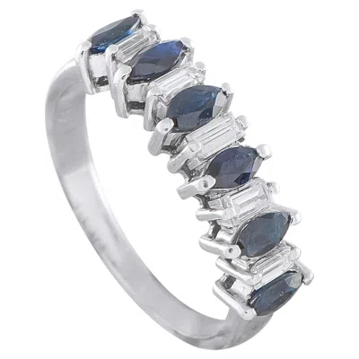 Pre-owned Lb Exclusive Platinum 0.25ct Diamond And Sapphire Ring Mf01-070726 In Blue