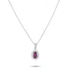 Lb Exclusive Platinum 0.26 Ct Diamond And 0.99 Ct Ruby Pendant Necklace Mf29-082225 In Metallic