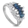 Lb Exclusive Platinum 0.27 Ct Diamond And 1.30 Ct Sapphire Ring Mf67-101625 In Silver