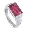 Lb Exclusive Platinum 0.27ct Diamond And Rubellite Ring Mf11-101625 In Silver