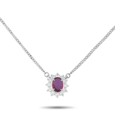 Lb Exclusive Platinum 0.27ct Diamond And Ruby Necklace Mf29-061625