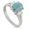 Lb Exclusive Platinum 0.28ct Diamond And Opal Ring Mf56-101625 In Metallic
