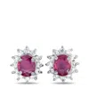 Lb Exclusive Platinum 0.28ct Diamond And Ruby Earrings Mf35-110525 In Metallic