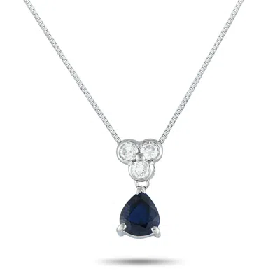 Lb Exclusive Platinum 0.28ct Diamond And Sapphire Necklace Mf39-082125 In Silver