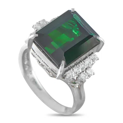 Lb Exclusive Platinum 0.28ct Diamond And Tourmaline Ring Mf27-052126 In Green