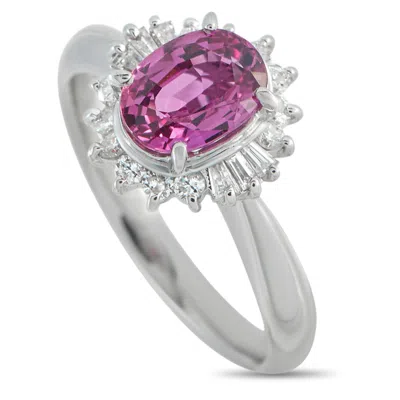 Lb Exclusive Platinum 0.29ct Diamond And Pink Sapphire Ring Mf15-110425 In Metallic