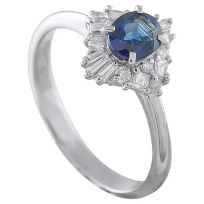 Pre-owned Lb Exclusive Platinum 0.29ct Diamond And Sapphire Ring Mf23-010226 In Blue