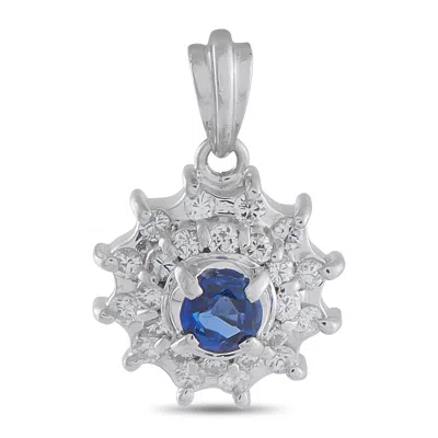 Lb Exclusive Platinum 0.30 Ct Diamond And 0.27 Ct Sapphire Pendant Mf10-010626 In Metallic