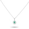 Lb Exclusive Platinum 0.30 Ct Diamond And 0.34 Ct Emerald Pendant Necklace Mf10-082225 In Green