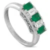 Lb Exclusive Platinum 0.30 Ct Diamond And 0.65 Ct Emerald Five Stone Ring Mf18-110525 In White