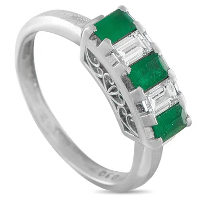 LB EXCLUSIVE PLATINUM 0.30 CT DIAMOND AND 0.65 CT EMERALD FIVE STONE RING MF18-110525