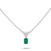 Lb Exclusive Platinum 0.30ct Diamond And Emerald Pendant Necklace Mf29-102025 In Metallic