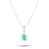 Lb Exclusive Platinum 0.30ct Diamond And Emerald Pendant Necklace Mf36-082225 In Silver