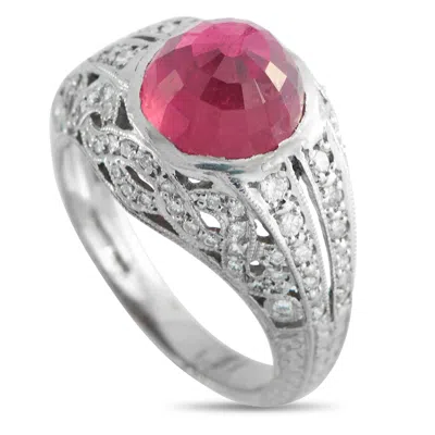 Lb Exclusive Platinum 0.30ct Diamond And Rubellite Ring Mf41-031726 In Metallic