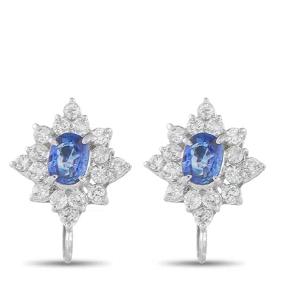 Lb Exclusive Platinum 0.30ct Diamond And Sapphire Earrings Mf06-101025 In Silver