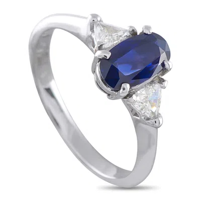 Lb Exclusive Platinum 0.30ct Diamond And Sapphire Ring Mf12-052126 In Blue