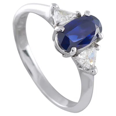 Pre-owned Lb Exclusive Platinum 0.30ct Diamond And Sapphire Ring Mf12-052126 In Blue