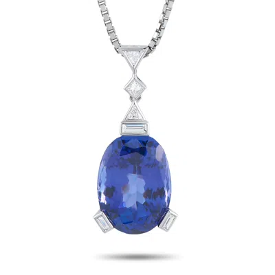 Lb Exclusive Platinum 0.30ct Diamond And Tanzanite Necklace #3753 In White