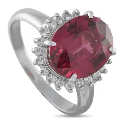 Lb Exclusive Platinum 0.30ct Diamond And Tourmaline Ring Mf18-121625 In Red