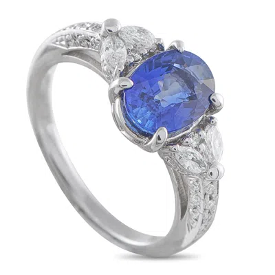 Lb Exclusive Platinum 0.31ct Diamond And Sapphire Ring Mf13-123025 In Multi