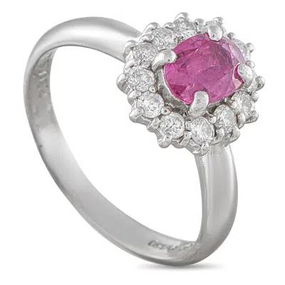 Lb Exclusive Platinum 0.32ct Diamond And Ruby Ring Mf12-010226 In Silver