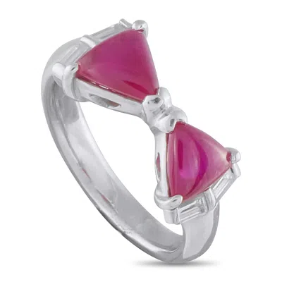 Lb Exclusive Platinum 0.33 Ct Diamond And 2.37 Ct Ruby Ring Mf54-101725 In Multi