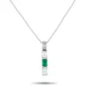 Lb Exclusive Platinum 0.33ct Diamond And Emerald Pendant Necklace Mf38-082225 In Silver