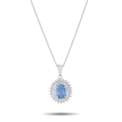 Lb Exclusive Platinum 0.33ct Diamond And Sapphire Pendant Necklace Mf16-041426 In Burgundy