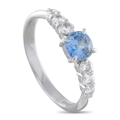 Lb Exclusive Platinum 0.34ct Diamond And Sapphire Ring Mf29-110425 In Silver