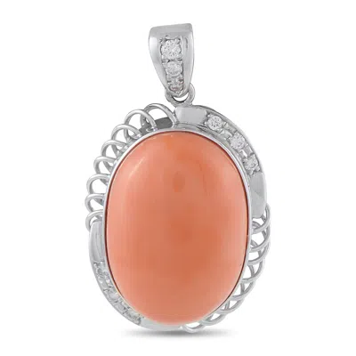 Lb Exclusive Platinum 0.35ct Diamond And Coral Pendant Mf34-101525 In Pink