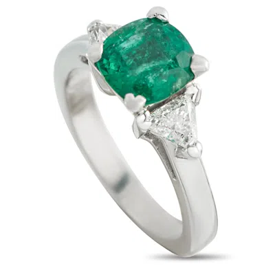 Lb Exclusive Platinum 0.35ct Diamond And Emerald Ring Mf04-051826 In Green