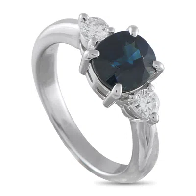Lb Exclusive Platinum 0.35ct Diamond And Sapphire Ring Mf12-121625 In Metallic