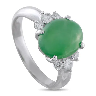 Lb Exclusive Platinum 0.36ct Diamond And Jade Ring Mf17-122325 In Silver