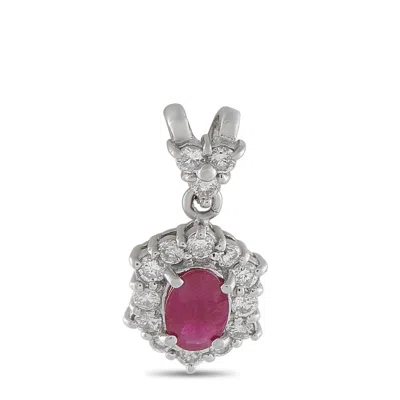 Lb Exclusive Platinum 0.36ct Diamond And Ruby Pendant Mf18-010626 In Metallic