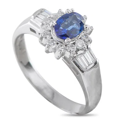 Lb Exclusive Platinum 0.37 Ct Diamond And 0.64 Ct Sapphire Ring Mf16-010226 In Metallic