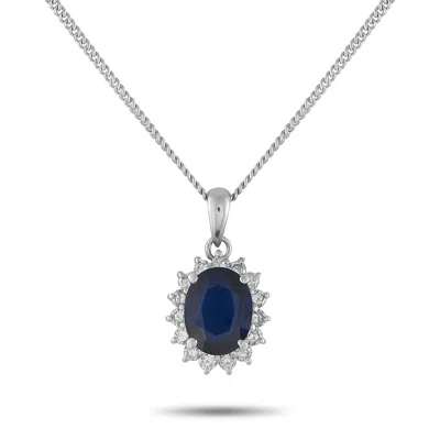 Lb Exclusive Platinum 0.37 Ct Diamond And 2.34 Ct Sapphire Necklace Mf26-061625 In White