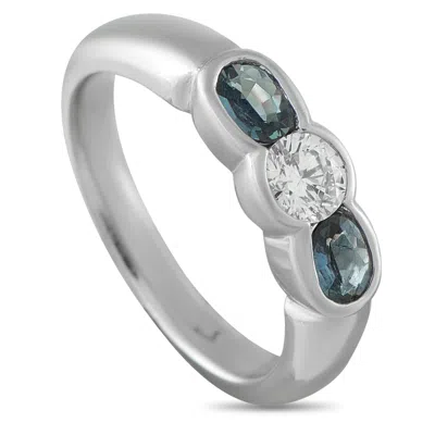 Lb Exclusive Platinum 0.37ct Diamond And Alexandrite Ring Mf10-101625 In Silver